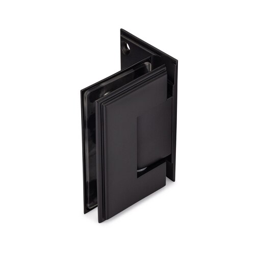 Symphony Standard Duty 90 degree Wall-Glass Hinge with Offset Backplate & 5 degree Offset - Matte Black