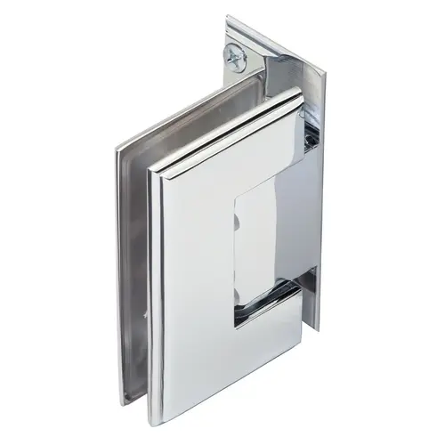 Symphony Standard Duty 90 degree Wall-Glass Hinge with Offset Backplate & 5 degree Offset - Polished Chrome