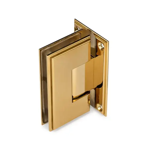 Symphony Heavy Duty 90 degree Wall-Glass Hinge with 5 degree Offset - Polished Brass PVD