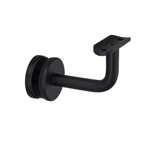 Handrail Bracket Glass Mounted Fixed 3" Projection For 1.50" 1.66" 1.90" O/D Tube and Square Tube - Matte Black