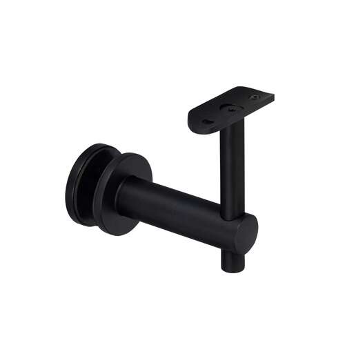 Handrail Bracket Glass Mounted Fixed 1.5" Clearance For 1.50" 1.66" 1.90" O/D Tube and Square Tube - Matte Black