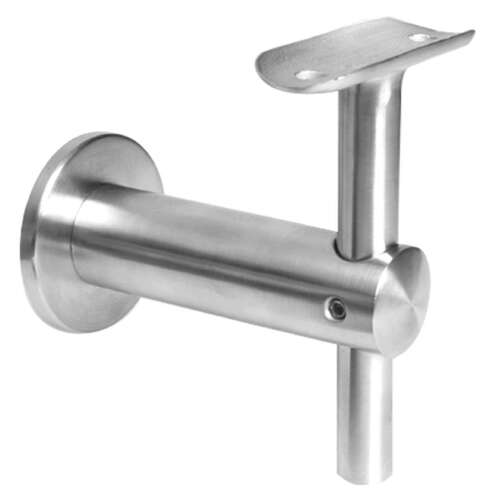 Handrail Bracket Wall Mounted Fixed Saddle Adjustable Riser For 1.50" 1.66" 1.90" O/D Tube and Square Tube - Brushed Stainless