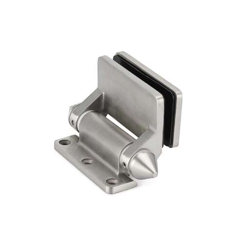 Gate Spring Hinge Glass to Square Post or Wall 5/16-1/2" Glass - Brushed Stainless