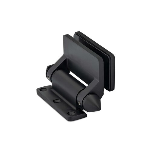 Gate Spring Hinge Glass to Square Post or Wall 5/16-1/2" Glass - Matte Black