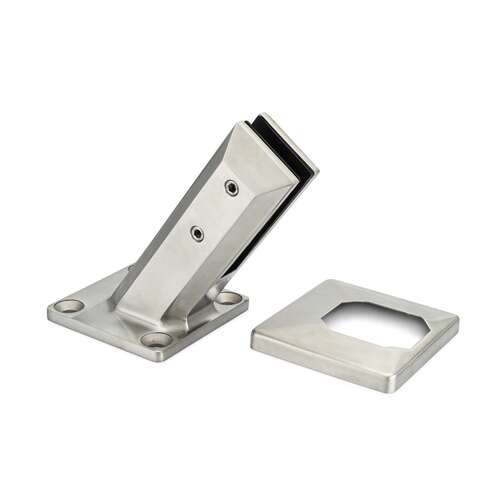 Spigot Surface Mount Inclined Adjustable Left Hand With Cover Plate 3/8"-1/2" Glass - Brushed Stainless