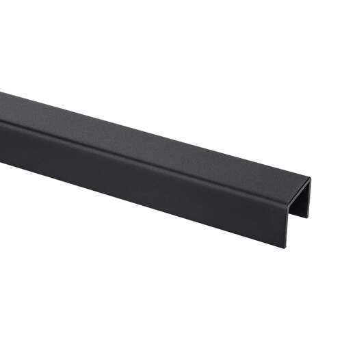 Cap Rail Channel 1/2" Glass Glue On 10' - Matte Black