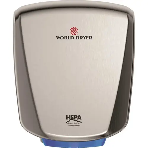 WORLD DRYER Q-973A2 Hepa-Filtered Verdedri Hand Dryer, Brushed Stainless Steel