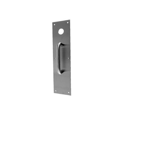 4" x 16" Push Plate with 15 Pull Cut for Knob Bright Stainless Steel Finish