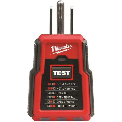 Circuit Continuity & Voltage Testers; Tester Type: Receptacle Tester with GFCI ; Minimum Voltage: 0 V ; Maximum Voltage: 300 VAC ; Display Type: Light Indicator ; Audible Alert: No ; Power Supply: AC Adapter
