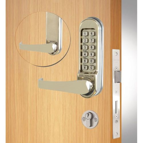 Double Cylinder Mortise Keypad Lever Lock Stainless Steel Finish