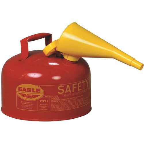 Eagle UI25FS Type I Steel Safety Can For Flammables 2.5 Gal W/funnel Flame Arrester Red