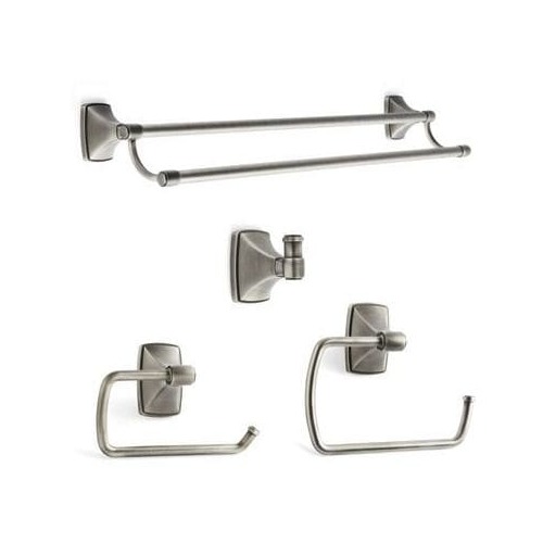 Bathroom Kit with BH26500AS Tissue Roll Holder BH26501AS Towel Ring BH26505AS Double Towel Bar BH26502AS Robe Hook Antique Silver Finish