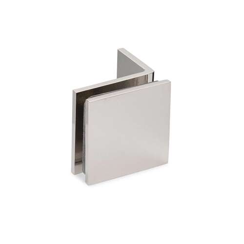 Taiga 90 degree Wall-Glass Clamp with Short Leg - Polished Nickel