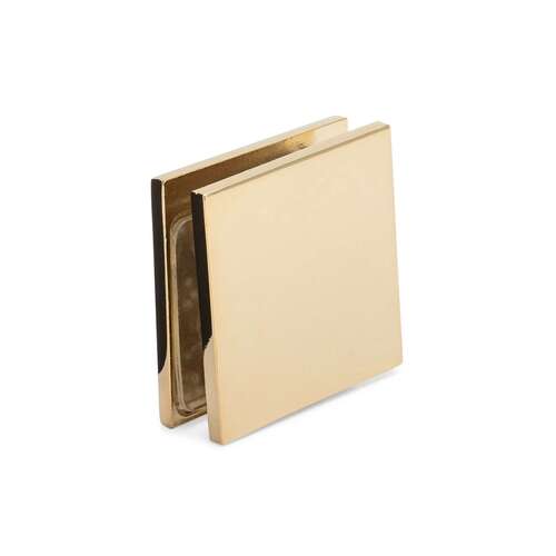 Taiga 90 degree Wall-Glass U-Clamp - Polished Brass PVD