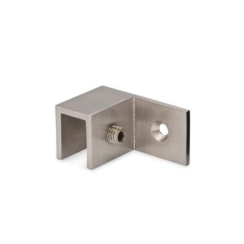 90 degree Left Hand "Sleeve Over" Wall-Glass Clamp - Brushed Nickel