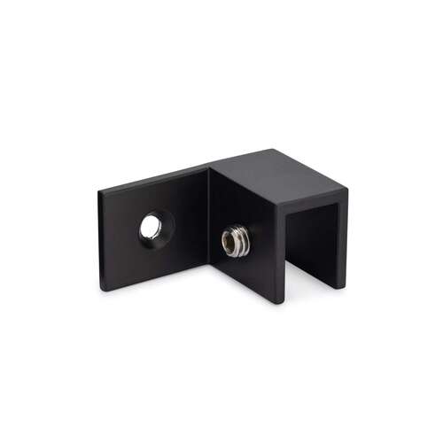 90 degree Right Hand "Sleeve Over" Wall-Glass Clamp - Matte Black