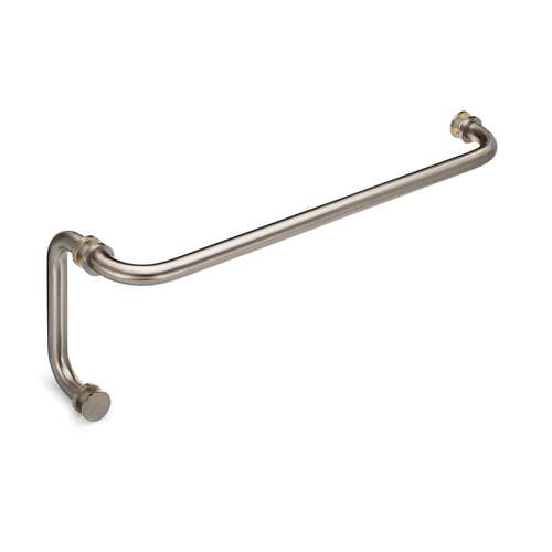 Oceana 22" c/c Towel Bar x 6" c/c Pull with Rosettes - Brushed Nickel Portals Luxury Hardware