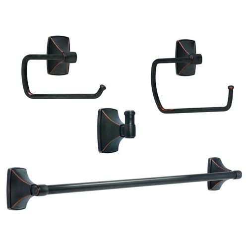 Bathroom Kit with BH26500ORB Tissue Roll Holder BH26501ORB Towel Ring BH26504ORB Towel Bar BH26502ORB Robe Hook Oil Rubbed Bronze Finish