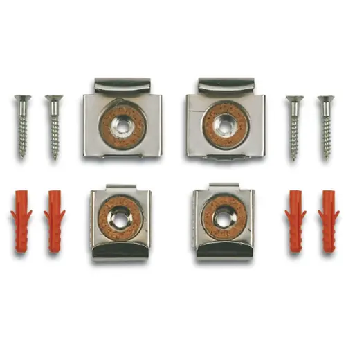 Mirror Clips With Spring Steel - Chrome Finish - Included Screws And Dowels