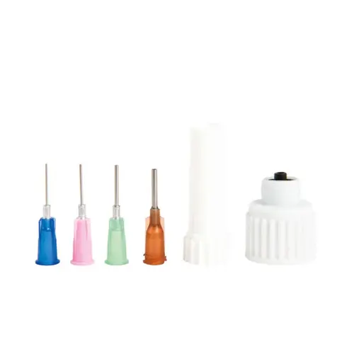 Set of 4 applicator needles (pink, green, blue, amber) + 1 adaptor