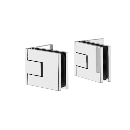 Juna Adjustable 90 degree Wall-Glass Hinge with Offset Backplate - Polished Chrome (Set of 2)