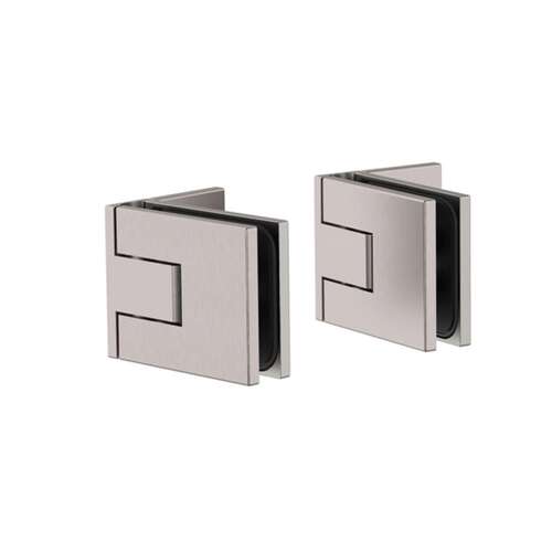 Juna Adjustable 90 degree Wall-Glass Hinge with Offset Backplate - Brushed Stainless Steel Look (Set of 2)