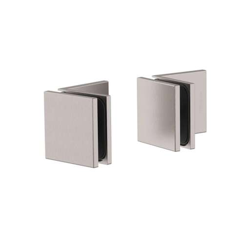 Juna 90 degree Wall-Glass Clamp - Brushed Stainless Steel Look (Set of 2)