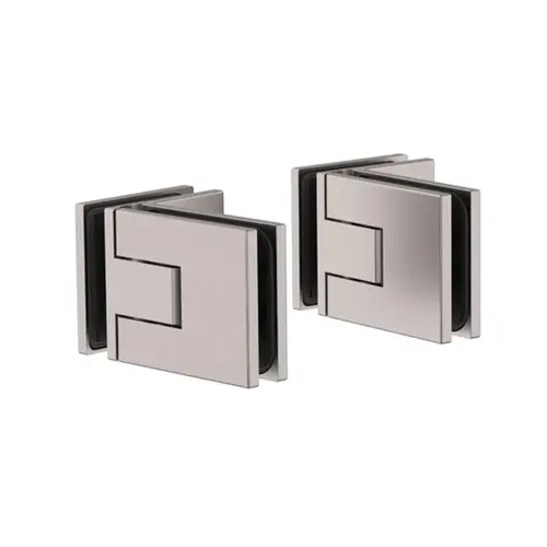 Juna Adjustable 90 degree Glass-Glass Hinge - Brushed Stainless Steel Look (Set of 2)