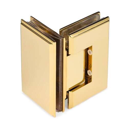 Symphony Standard Duty 90 degree Glass-Glass Hinge - Polished Brass PVD