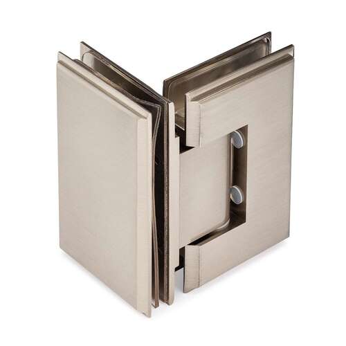 Symphony Standard Duty 90 degree Glass-Glass Hinge - Brushed Nickel