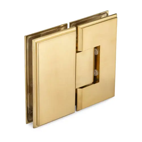 Symphony Heavy Duty 180 degree Glass-Glass Hinge with 5 degree Offset - Brushed Brass PVD