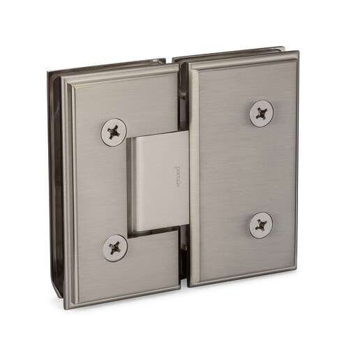 Symphony Heavy Duty 180 degree Glass-Glass Hinge - Brushed Nickel