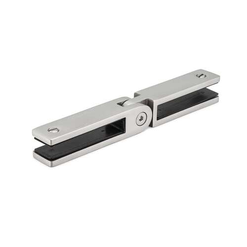 Glass to Glass Connector Square 90 degree-180 degree Adjustable 5/16-1/2" Glass - Brushed Stainless