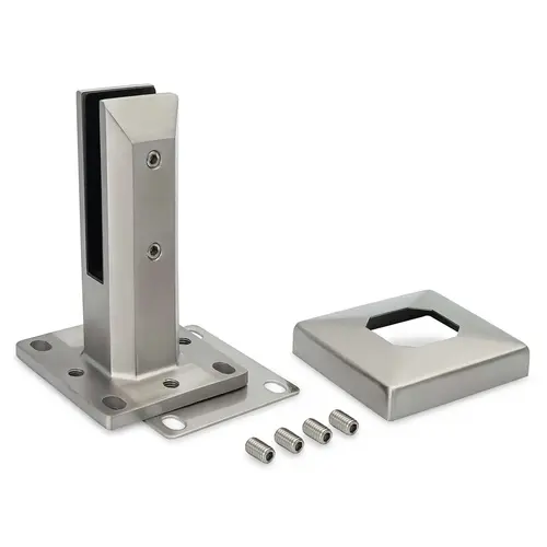 Bohle-Portals SSM-AD902-SBR Spigot Surface Mount Fully Adjustable With Cover Plate 3/8"-1/2" Glass - Brushed Stainless