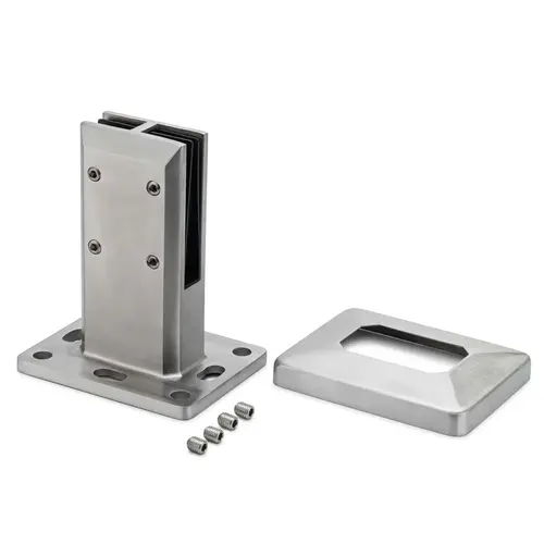 Spigot Surface Mount Adjustable 180 degree With Cover Plate 3/8"-1/2" Glass - Brushed Stainless