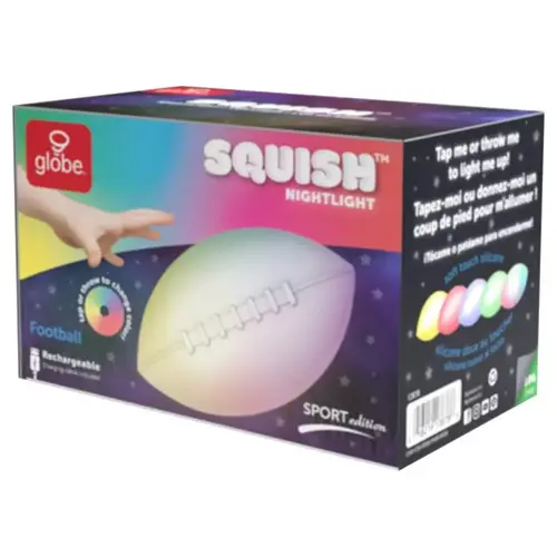 Night Light Squish Manual Battery Powered Football LED Multicolored