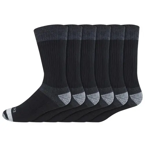 Dickies I611010-BLACK-XCP2 Cushion Crew Socks Men's Dri-Tech 6-12 Black Blac - 2 per pack x2 packs