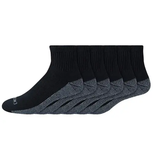 Dickies I11740-BLACK Quarter Sock Dri-Tech Men's 6-12 Black Black Pair