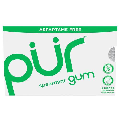 PUR 168817US Chewing Gum Sugar Free Spearmint 1 pk 9 pc