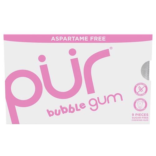 PUR 188857US Chewing Gum Sugar Free Bubblegum 1 pk 9 pc