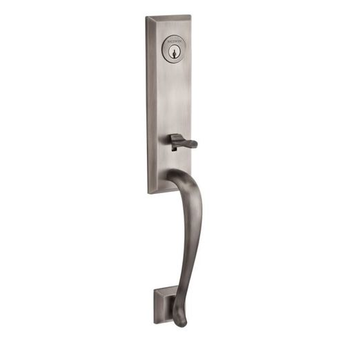 Right Hand Top Notch Distributors Inc. Baldwin DCDELXFEDRTSR150 Reserve Double Cylinder Handleset Del Mar x Federal with Traditional Square Rose Satin Nickel Finish Home Improvement 