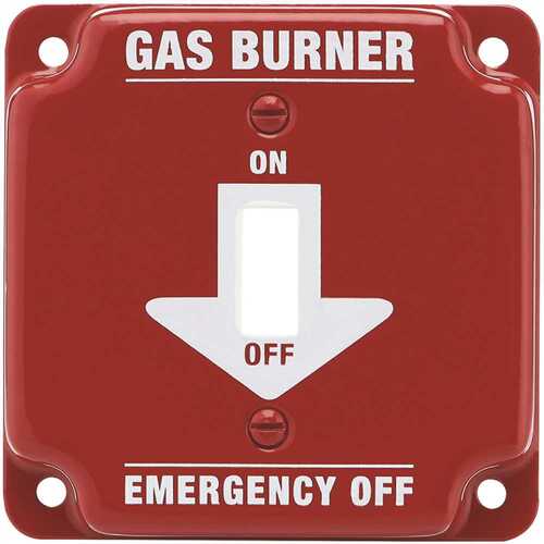 Titan 3 Technologies TPMSSR-GL-T 2 Gang Emergency Gas Burner Wall Plate, 1 Toggle, Red