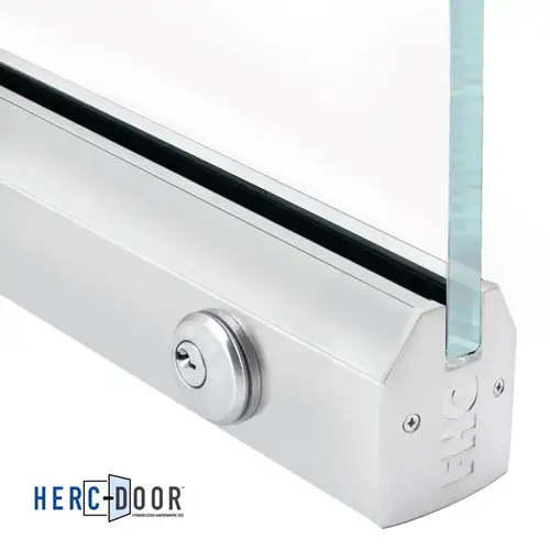 2-1/2" Low Profile Tapered Door Rail with Lock for 1/2" Glass - 35-3/4" Length - Satin Anodized