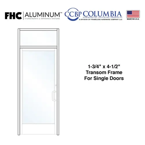 1-3/4" x 4-1/2" Transom Frame for Single Doors with No Hinge Prep and an Overhead Stop - No Threshold - Custom Powder Coat - Standard Size / Hardware Prep