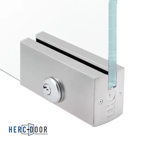 FHC PR25S38SAL 2-1/2" Square 9-1/2" Patch Rail With Lock For 3/8" Glass - Satin Anodized