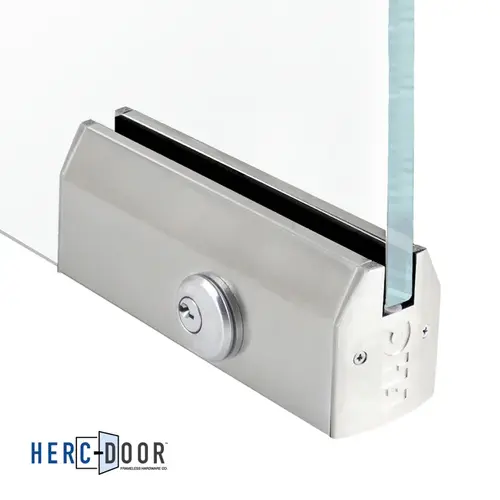 FHC PR25T38BSL 2-1/2" Tapered 9-1/2" Patch Rail With Lock For 3/8" Glass - Brushed Stainless