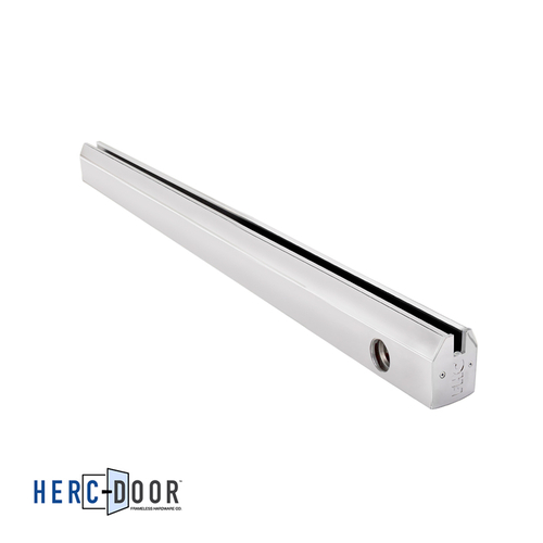 2-1/2" Low Profile Tapered Door Rail with Lock for 1/2" Glass - 35-3/4" Length - Polished Stainless