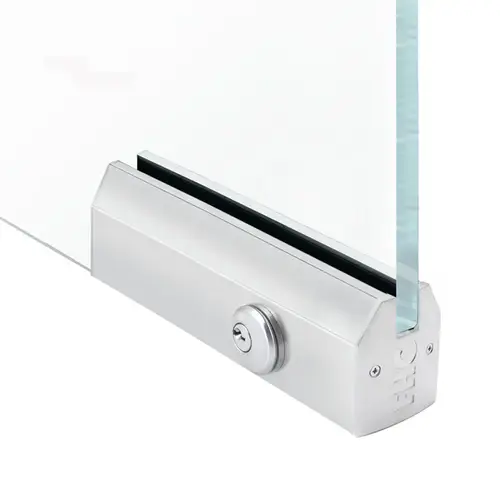 FHC PR25T58SAL 2-1/2" Tapered 12" Patch Rail With Lock For 5/8" Glass - Satin Anodized