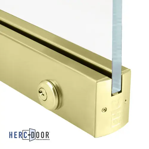 2-1/2" Square Door Rail 35-3/4" With Lock - 5/8" Glass - Satin Brass