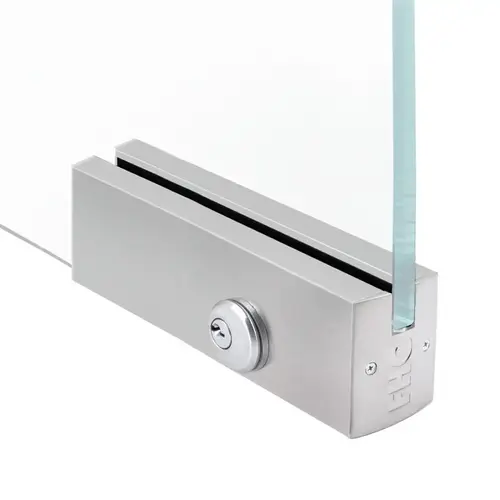 FHC PR25S34SAL 2-1/2" Square 12" Patch Rail With Lock For 3/4" Glass - Satin Anodized